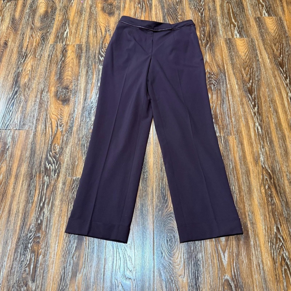 Katherine‎ Kelly Plum / Brown Wool Stretch Straight Leg Dress Pants Womens 8